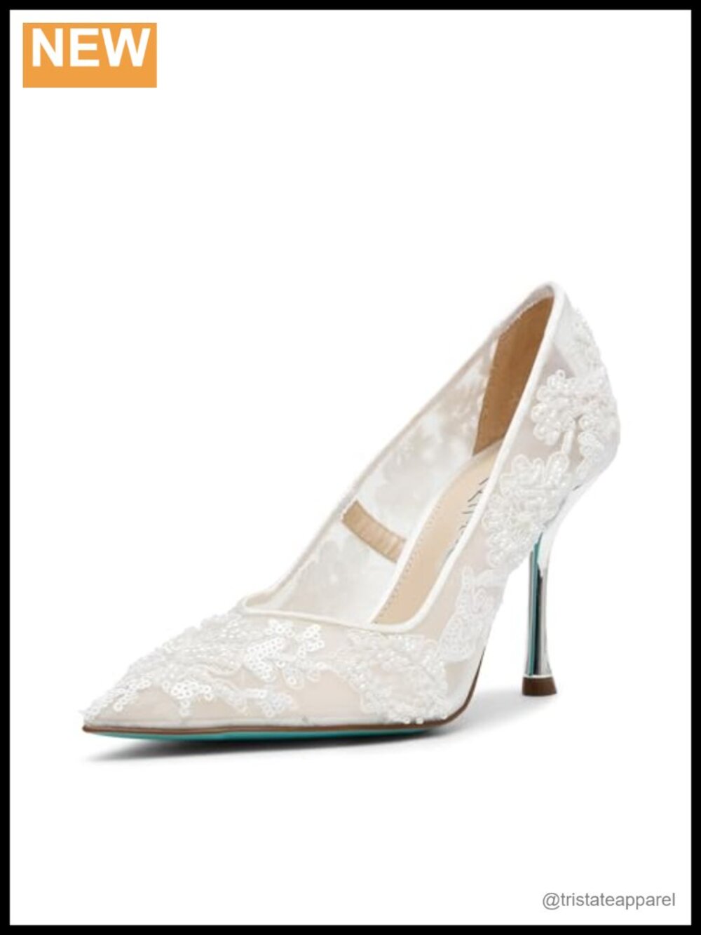 Stiletto Heel Pump with Rhinestone Embellished Mesh Upper